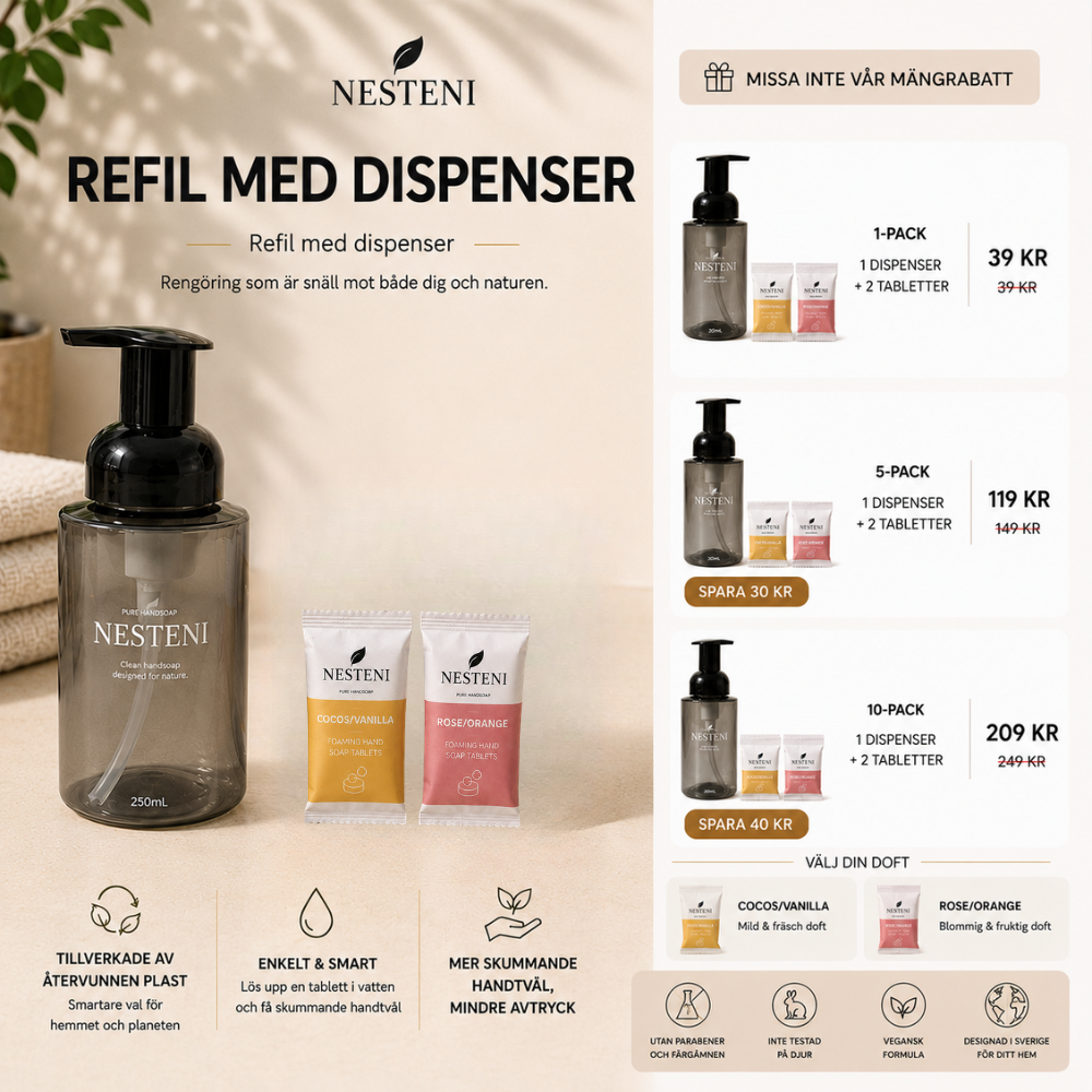 Tvåldispenser + Refill tvåltabletter